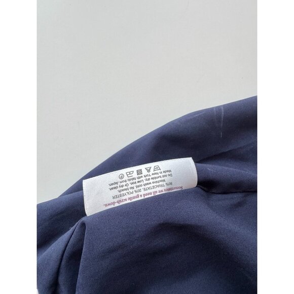 MM.LAFLEUR Betty Navy Blue Matte Crepe Cuffed Boat Neck Blouse Top, Size XL - Picture 9 of 14